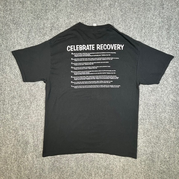 Jerzees Celebrate Recovery CR Crown of Thorns Black Graphic T-Shirt Mens Large - Picture 5 of 7